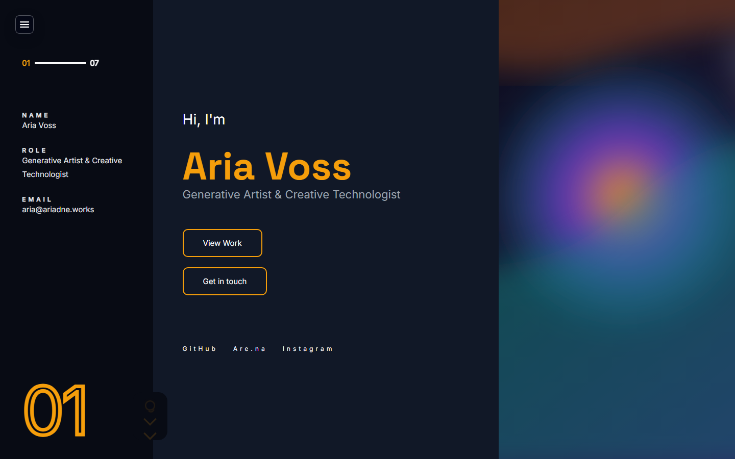 Aria Voss Studio template screenshot